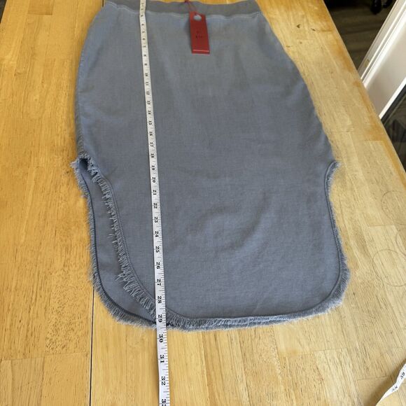 XCVI Wearables Harlowe High Cut Side Frayed Hem Midi Skirt Blue Gray Pull On XS - Picture 9 of 12